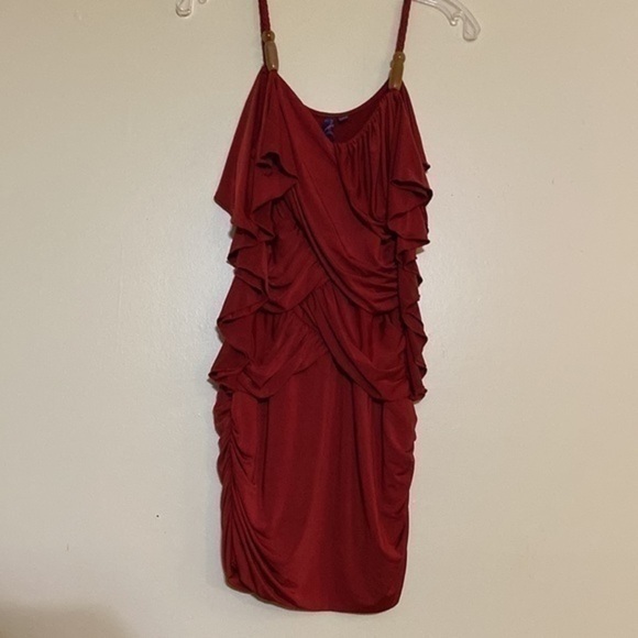 KOUTURE By Kimora Mini Cocktail Evening Dress Red Sleeveless Size Medium - Picture 3 of 12
